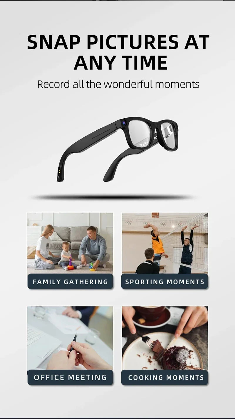 800W Pixel Intelligent Glasses AI G300 HD Shooting Video Voice Call Translation Multifunction Anti-blue Light Smart Glass
