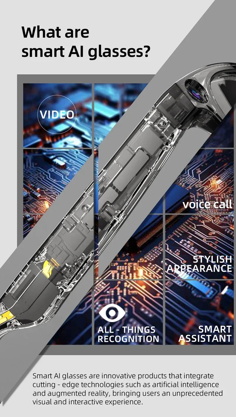 800W Pixel Intelligent Glasses AI G300 HD Shooting Video Voice Call Translation Multifunction Anti-blue Light Smart Glass